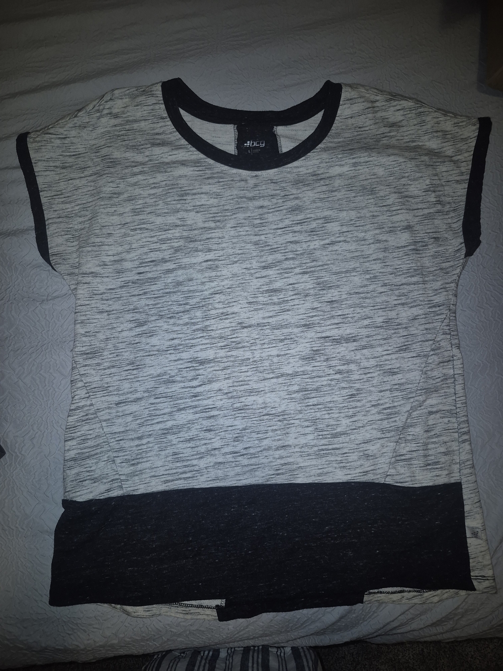bcg Heathered Grey Tee with Black Trim